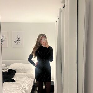 Elegant Black Rhinestone Dress